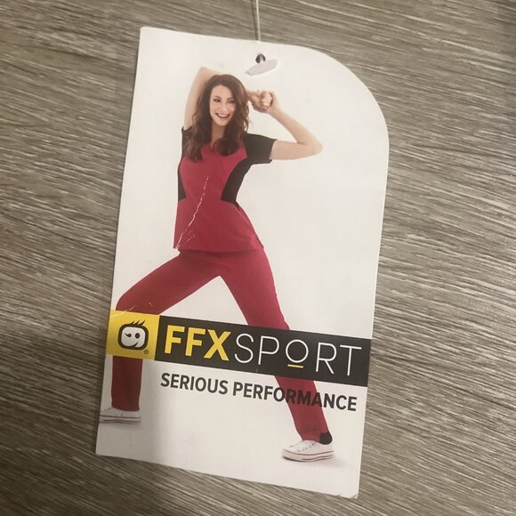 Wonder Wink FFX Scrub Top Women's M Blue 2-tone Black V-neck Stretchy Medical - Picture 4 of 4